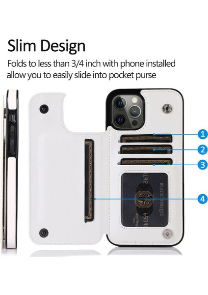 Kart Tutucu Toka ile IPhone 14 Pro Kart Yuvaları Pu Deri Için Cüzdan Kılıf (Yurt Dışından) fırsatları