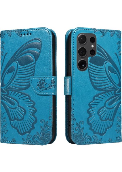 Kredi Kartı Yuvası Kabartmalı El ile Samsung Galaxy S24 Ultra Için Flip Case (Yurt Dışından)