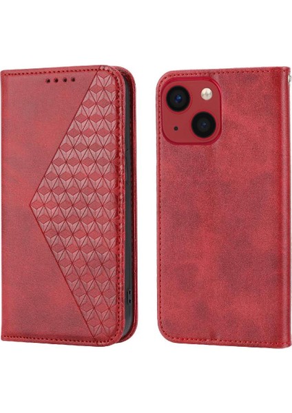 IPhone 14 Için Flip Case Pro Eşkenar Dörtgen Şekli Standı Günlük Kullanım Cüzdan El Kayışı (Yurt Dışından)