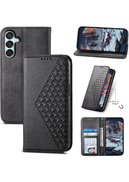 Samsung Galaxy Flip Eşkenar Dörtgen Şekli El Kayışı Cüzdan Günlük Kullanım Için Flip Case (Yurt Dışından)