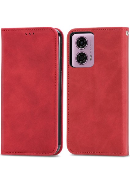 Motorola Moto G24 Flip Kapak Cüzdan Için Flip Case Basit Iş Deri (Yurt Dışından)