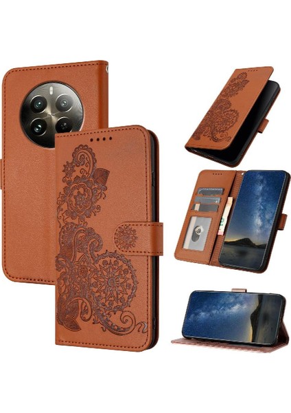 Kart Yuvası ile Realme 12 Artı Pu Deri Manyetik Kapatma Için Flip Case (Yurt Dışından)