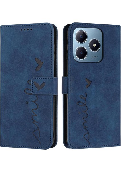 Realme C61 Kart Ekleme Pu Deri Yan Toka Aşk Için Flip Case (Yurt Dışından)