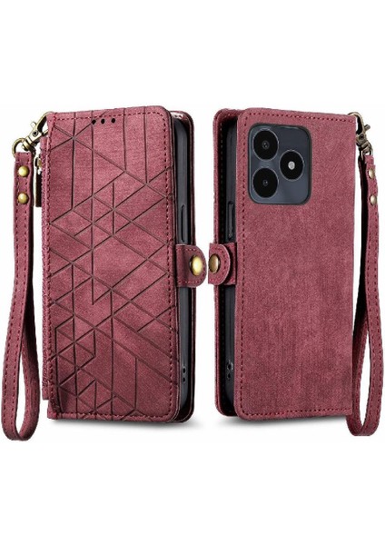 Realme Not 50 Için Flip Case Basit Iş Darbeye Kapak Kapak Cüzdan (Yurt Dışından)