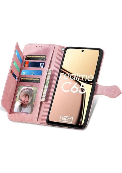 Realme C65 Cüzdan Çok Renkli Çoklu Kart Yuvası Iş Çevirme Için Flip Case (Yurt Dışından)