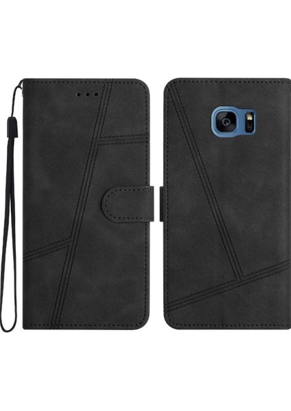 Samsung Galaxy S7 Kenar Cüzdan Için Flip Case Pu Deri Bilek Kayışı Tam (Yurt Dışından)