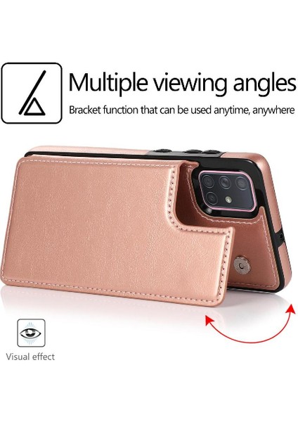 Kart Tutucu Kickstand Çift ile Samsung Galaxy A71 4g Için Cüzdan Kılıf (Yurt Dışından) modelleri