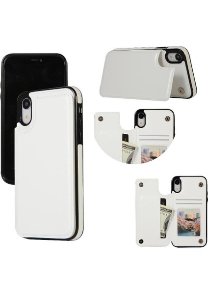 Kart Tutucu ile IPhone Xr Pu Deri Kickstand Kart Yuvaları Için Cüzdan Kılıf (Yurt Dışından)