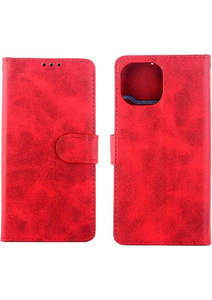 IPhone 14 Için Filp Durumda Pu Deri Manyetik Kapatma Kickstand Kart Tutucu (Yurt Dışından)