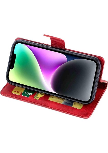 IPhone 14 Için Filp Durumda Pu Deri Manyetik Kapatma Kickstand Kart Tutucu (Yurt Dışından) modelleri