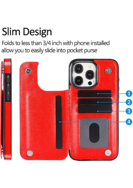 Kart Tutucu Kart Yuvaları Çift ile IPhone 15 Pro Kickstand Için Cüzdan Kılıf (Yurt Dışından) fiyatları