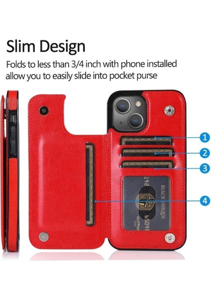 Kart Tutucu ile IPhone 14 Için Cüzdan Durumda Pu Deri Kart Yuvaları Kickstand (Yurt Dışından) indirimleri