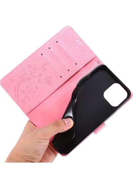 IPhone 14 Için Filp Durumda Pro Max Pu Deri Kart Tutucu Kickstand Bilek (Yurt Dışından)
