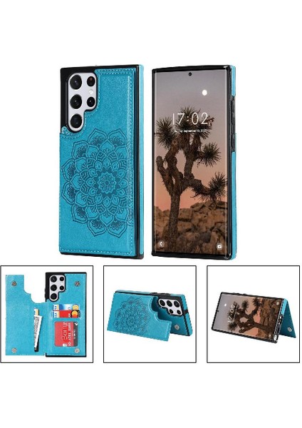 Samsung Galaxy S22 Ultra Desen Çiçek Için Kart Tutucu Kılıf ile Cüzdan (Yurt Dışından) fırsatları