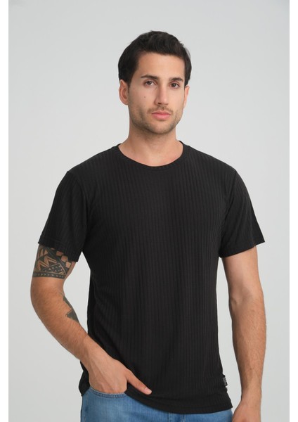 Bisiklet Yaka Fitilli Regular Fit T-Shirt (E24-083 00)