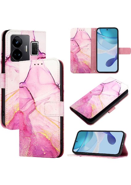 Realme Gt Neo 5 5g Pu Deri Cüzdan Kickstand Mermer Desen (Yurt Dışından)