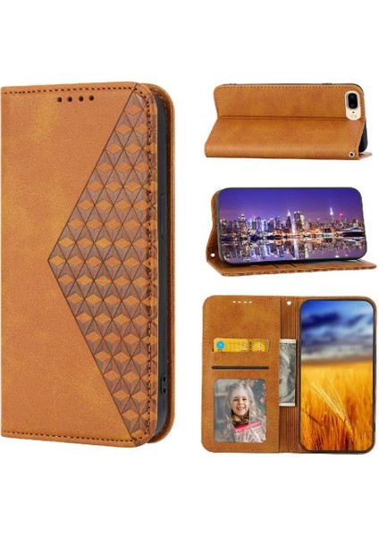 IPhone 7/8 Için Flip Case Eşkenar Dörtgen Şekli Günlük Kullanım Standı Cüzdan El Kayışı (Yurt Dışından)