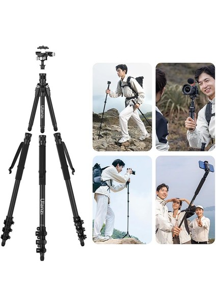 TT35 Carbon Fiber Yürüyüş Çubuğu Tripod Seti