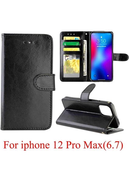 IPhone 12 Için Flip Case Pro Max Darbeye Pu Deri Manyetik Kapatma (Yurt Dışından)