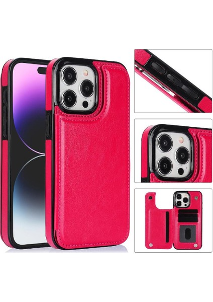 Kart Tutucu Kart Yuvaları Çift ile IPhone 15 Pro Kickstand Için Cüzdan Kılıf (Yurt Dışından)
