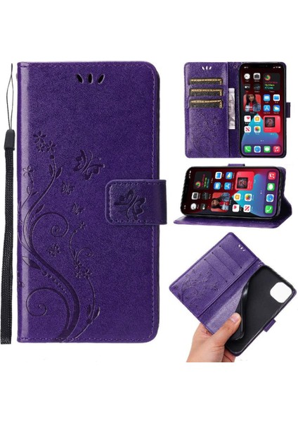IPhone 13 Için Filp Durumda Bilek Kayışı Kart Tutucu Pu Deri Kickstand (Yurt Dışından)