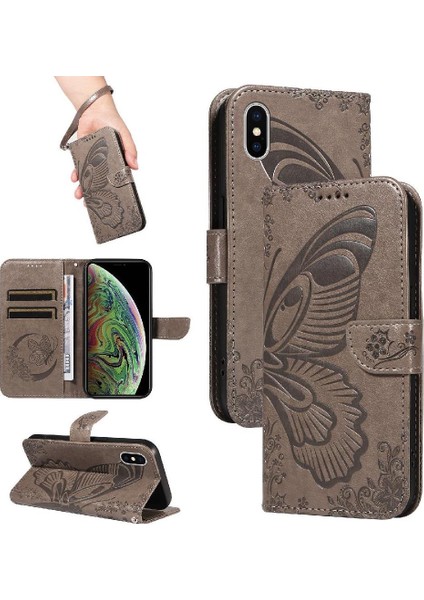 Kredi Kartı Yuvası ile IPhone Xs Max Için Flip Case Ayrılabilir El Kayışı (Yurt Dışından)