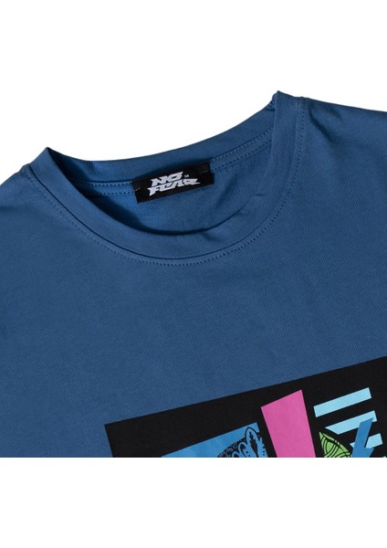 Mavi Şimşek Baskılı Bisiklet Yaka Kısa Kol Erkek Çocuk T-Shirt B500321