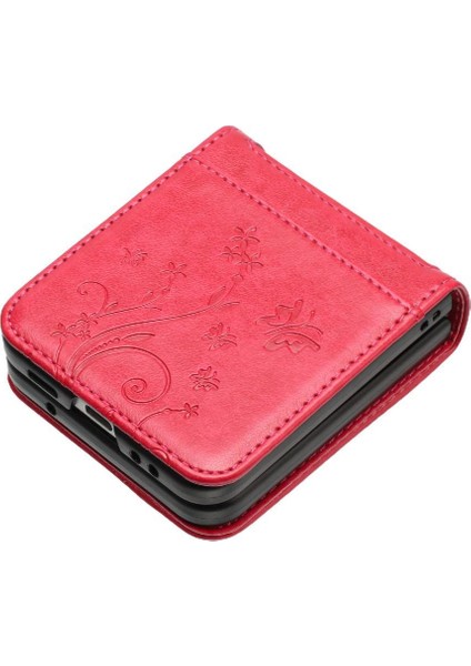 Samsung Galaxy Z Flip4 Için Filp Durumda Kart Tutucu Kickstand Bilek Kayışı Pu (Yurt Dışından)