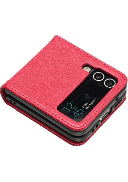 Samsung Galaxy Z Flip4 Için Filp Durumda Kart Tutucu Kickstand Bilek Kayışı Pu (Yurt Dışından)