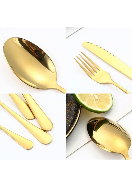 Çelik 24 Parça 6 Kişilik Gold Yemek Kaşık Çatal Bıçak Seti CIN736SR modelleri