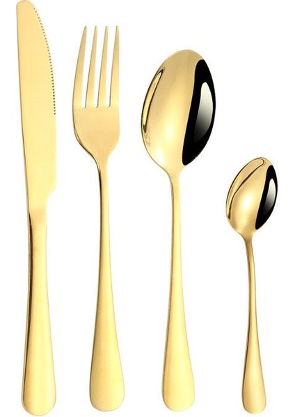 Çelik 24 Parça 6 Kişilik Gold Yemek Kaşık Çatal Bıçak Seti CIN736SR fırsatları