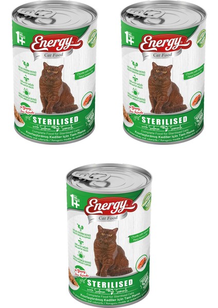 Somonlu Kısırlaştırılmış Yaş Konserve Kedi Maması 400 gr 3 Adet