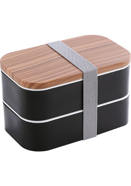 Bento Box Yeniden Kullanılabilir Sızdırmaz Mikrodalga Yetişkin Öğle Yemeği Kutusu Seti Piknik Yürüyüşü Için Siyah (Yurt Dışından)