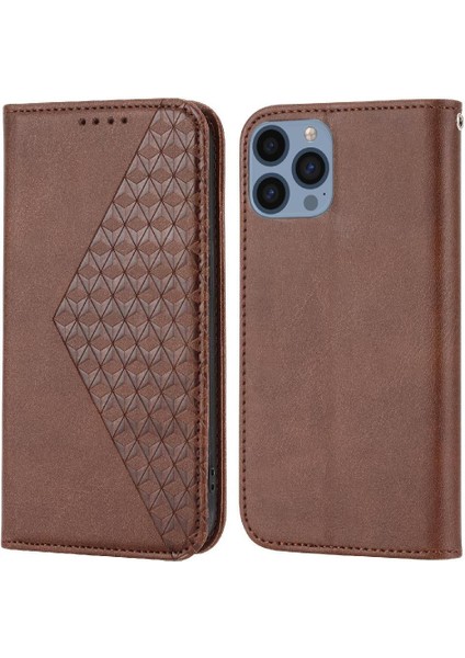 IPhone 14 Için Flip Case Cüzdan Standı Günlük Kullanım El Kayışı Eşkenar Dörtgen Şekli (Yurt Dışından) modelleri