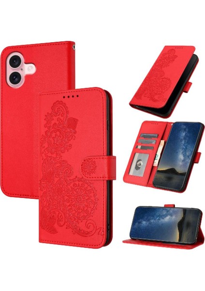 Bdt Shop IPhone 16 Için Flip Case Kart Yuvası Standı Pu Deri ile Folio Kitap Çevirin (Yurt Dışından)