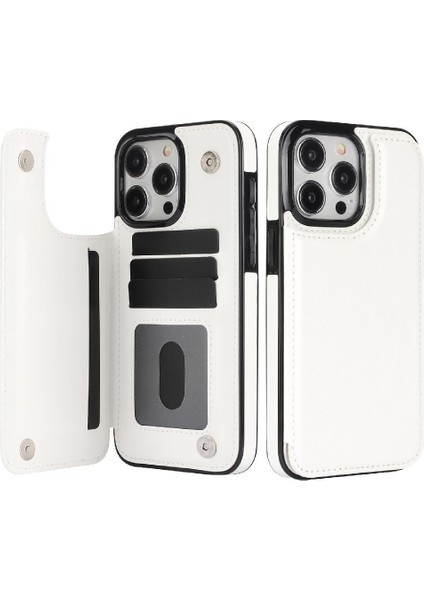 Kart Tutucu Kart Yuvaları Çift ile IPhone 15 Pro Kickstand Için Cüzdan Kılıf (Yurt Dışından)