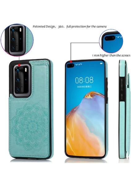 Bdt Shop Cüzdan Kart Tutucu Kılıf ile Huawei P40 Pro Pu Deri Çevirme Darbeye (Yurt Dışından)