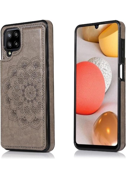 Samsung Galaxy A12 5g Çift Düğmeler Için Kart Tutucu Kılıf ile Cüzdan Çevirin (Yurt Dışından)