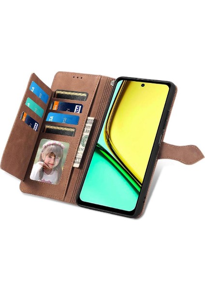 Realme C67 4g Flip Fermuar Tarzı Çoklu Kart Yuvası Cüzdan Için Flip Case (Yurt Dışından)