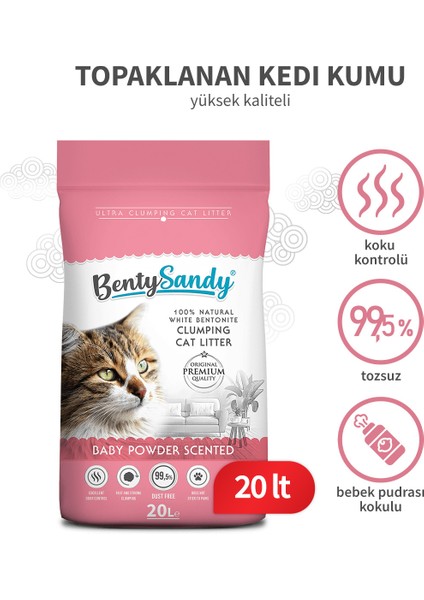 Baby Powder Bebek Pudrası Kokulu Topaklanan Kedi Kumu 20 Lt fiyatları