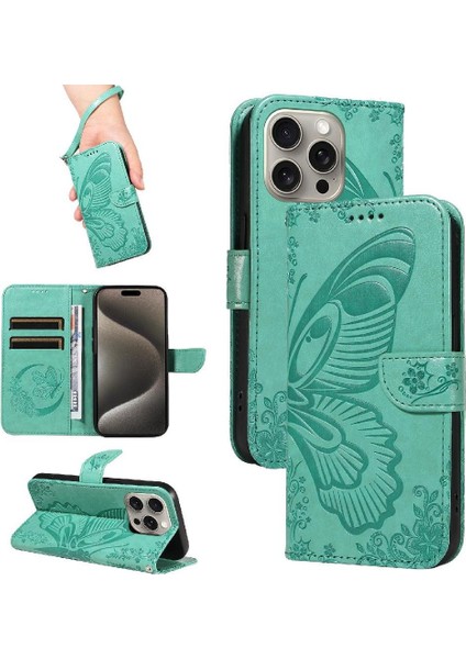 Kredi Kartı Yuvası ile IPhone 15 Pro Max Için Flip Case Ayrılabilir El Yüksek (Yurt Dışından)