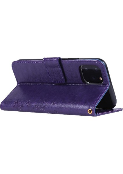 IPhone 11 Için Filp Durumda Pro Max Kart Tutucu Bilek Kayışı Kickstand Pu (Yurt Dışından)