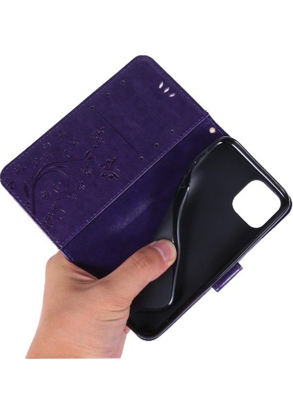 IPhone 11 Için Filp Durumda Pro Max Kart Tutucu Bilek Kayışı Kickstand Pu (Yurt Dışından)