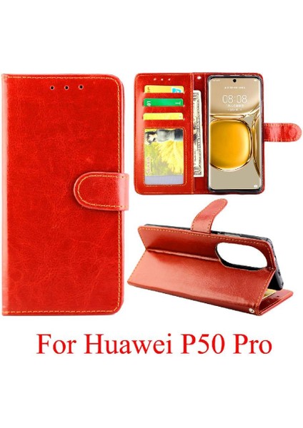Huawei P50 Pro Kart Tutucu Pu Deri Kickstand Manyetik Için Flip Case (Yurt Dışından) indirimleri