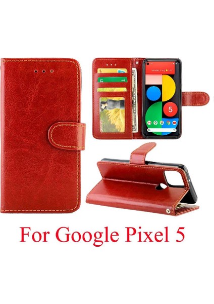Google Piksel 5 Manyetik Kapatma Kart Tutucu Pu Deri Için Flip Case (Yurt Dışından)