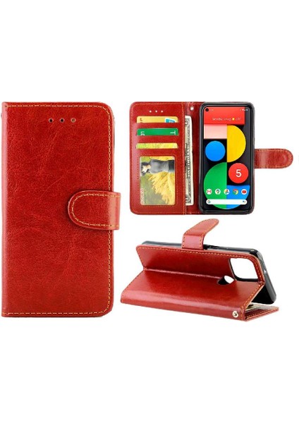 Google Piksel 5 Manyetik Kapatma Kart Tutucu Pu Deri Için Flip Case (Yurt Dışından)