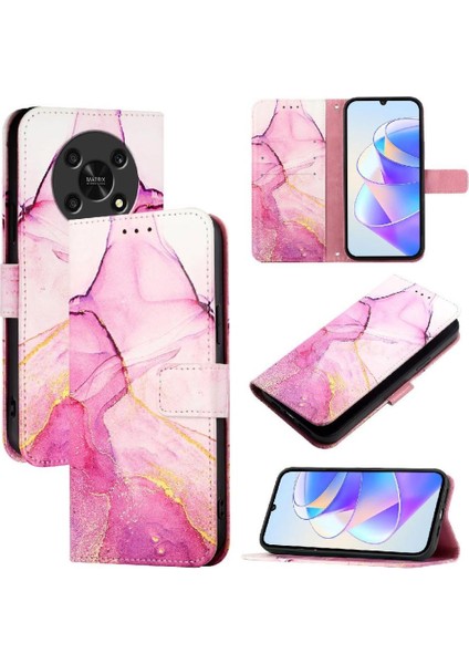 Onur X30 5g Kickstand Cüzdan Mermer Desen Pu Deri Için Kılıf (Yurt Dışından)