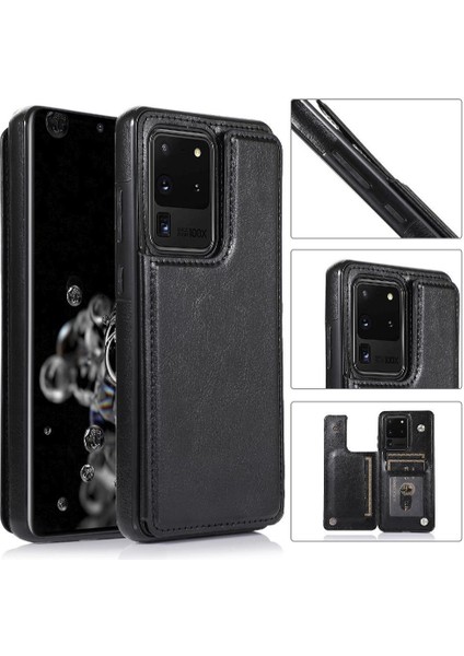 Kart Pu ile Samsung Galaxy S20 Ultra Kickstand Kart Yuvaları Için Cüzdan Kılıf (Yurt Dışından)