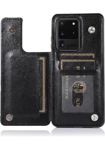 Kart Pu ile Samsung Galaxy S20 Ultra Kickstand Kart Yuvaları Için Cüzdan Kılıf (Yurt Dışından) modelleri