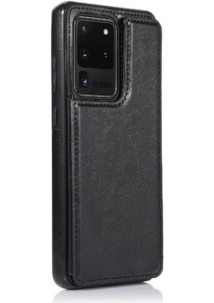 Kart Pu ile Samsung Galaxy S20 Ultra Kickstand Kart Yuvaları Için Cüzdan Kılıf (Yurt Dışından) indirimleri
